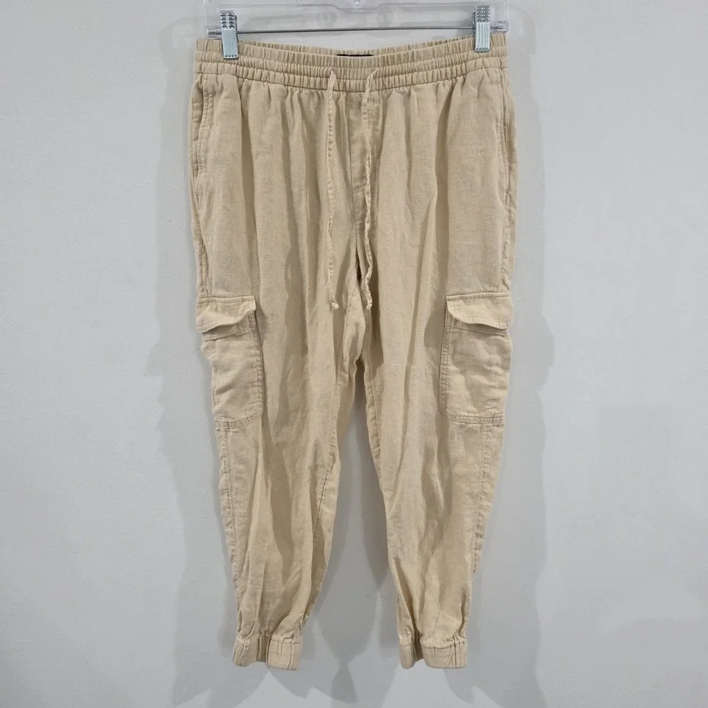 Banana Republic Womens Linen Cargo Pants Size Small Petite Euro Summer Beach